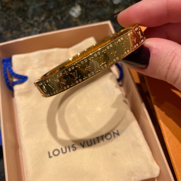 Authentic LOUIS VUITTON Nanogram Strass Bracelet Gold Metallic - Picture 4 of 8